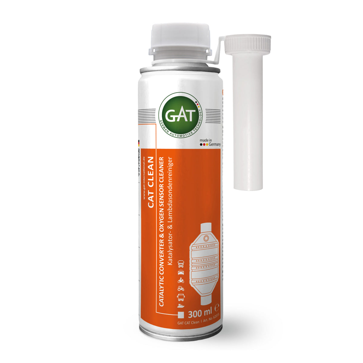 GAT CAT Clean – منظف المحول الحفاز ومستشعر الأكسجين، 300 مل