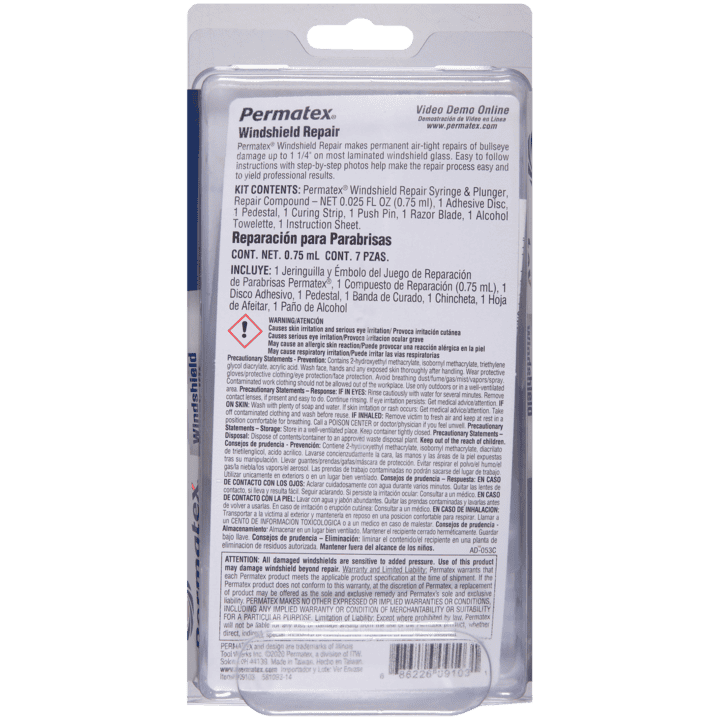 Permatex Windshield Repair Kit – Repairs Bull’s-Eye Chips up to 1.25 in