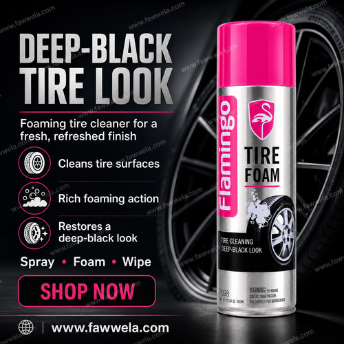 Flamingo Tire Foam – Deep-Black Tire Cleaning Spray, 650 ml