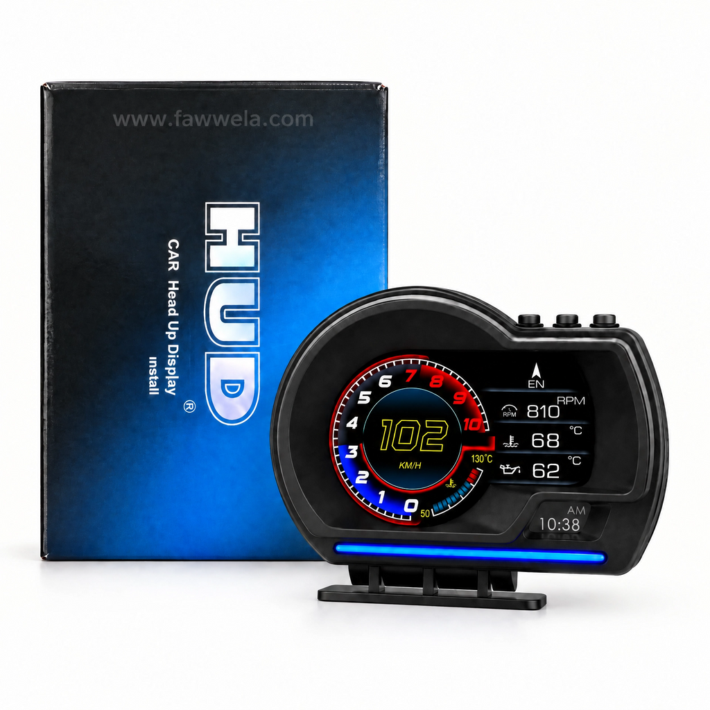 شاشة عرض معلومات السيارة الرقمية (HUD) العالمية - عداد السرعة، دورات المحرك (RPM)، درجة الحرارة ومراقب بيانات المركبة